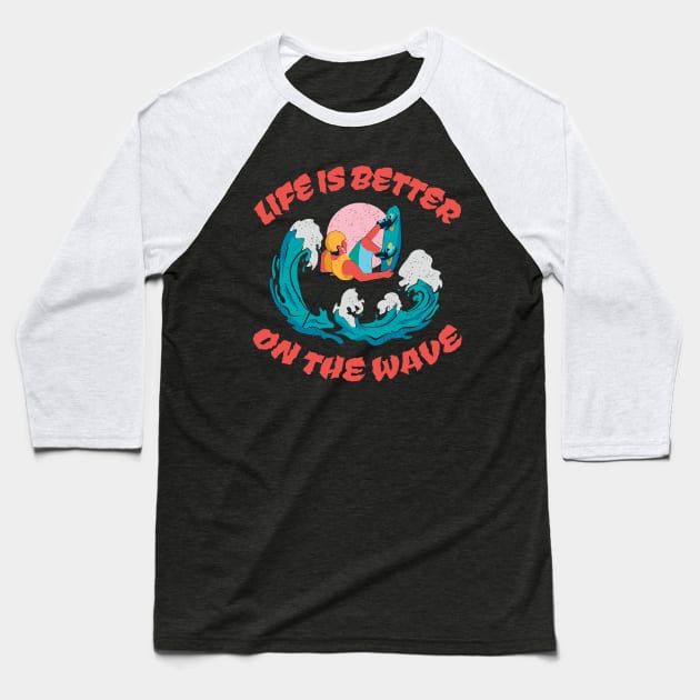 Wakeboarding "Life is better on the wave" Quote Baseball T-Shirt by HiFi Tees